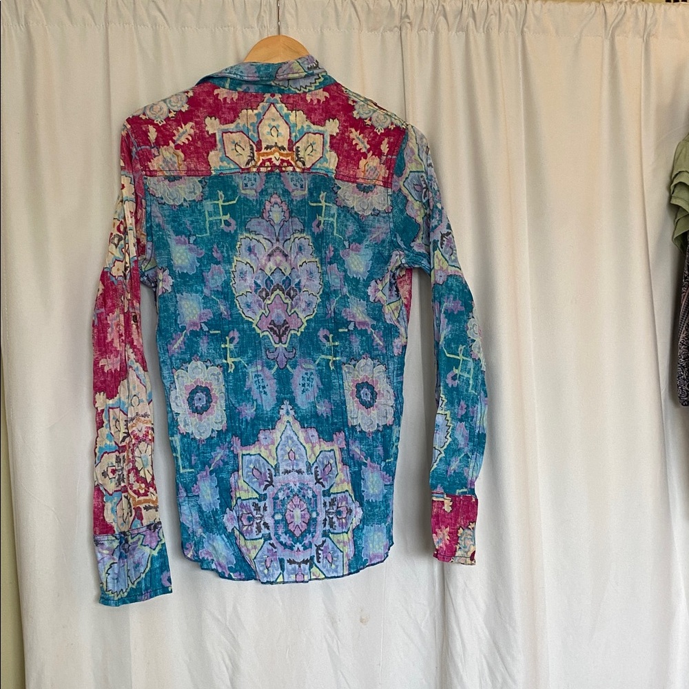 Multicolor Floral Button Down Shirt - Picture 3 of 7